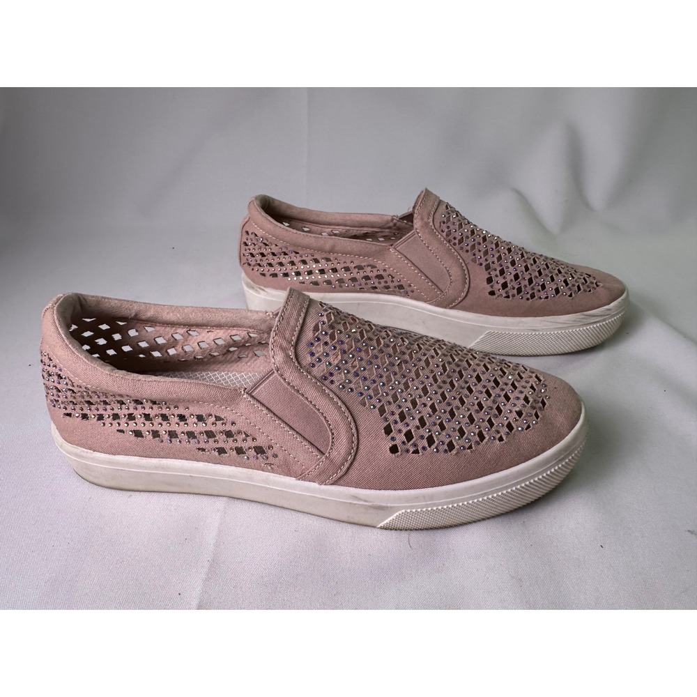 Skechers Madison Ave Inner City Rose Gold Rhinestone Slip On Sneakers Size 9.5